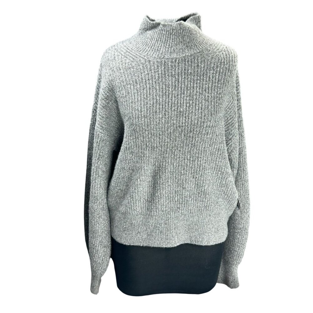Scoop Womens Gray Ribbed Turtleneck Sweater XL 16-18 Recycled Polyester Casual C